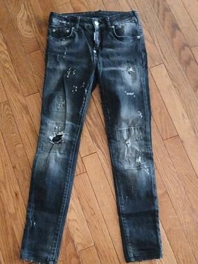 DSQUARED2 Women's Black Washed Skinny Jeans with Distressed Detailing